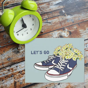 Flowers and Blue Sneakers let's Go Postcard