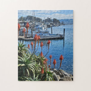 Flowers and Boats on Coast Jigsaw Puzzle