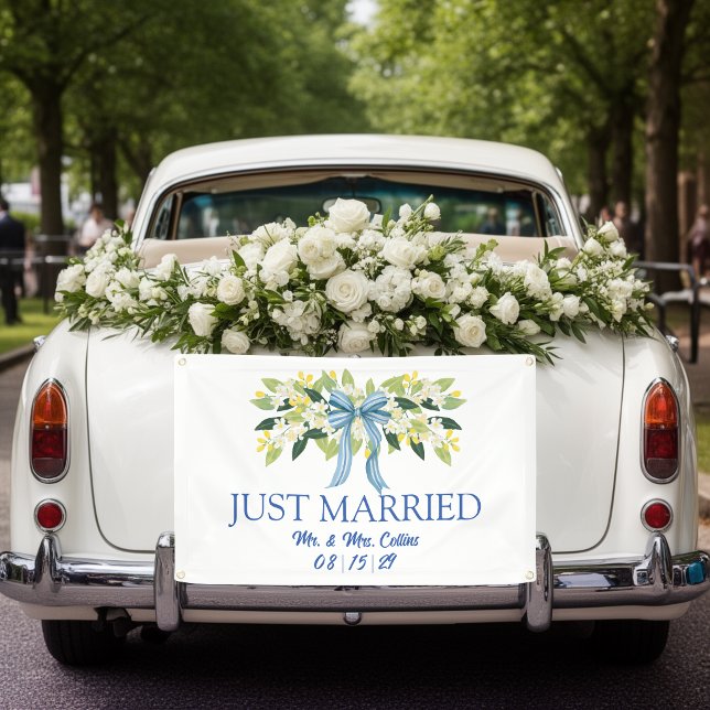 Flowers and Bow Just Married Car Banner (Creator Uploaded)