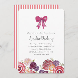 Flowers and Bows Baby Shower Invitation