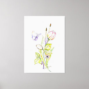 Flowers and Brushes Canvas Print