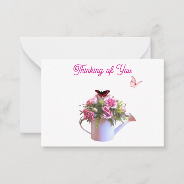 Flowers And Butterflies 2 Note Cards (Front)