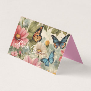 Flowers And Butterflies Art Work Business Card