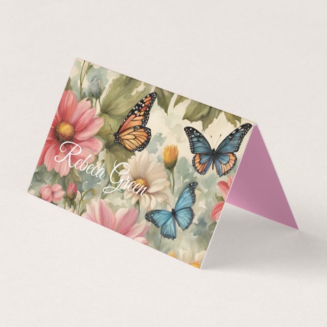 Flowers And Butterflies Art Work  Business Card (Front)