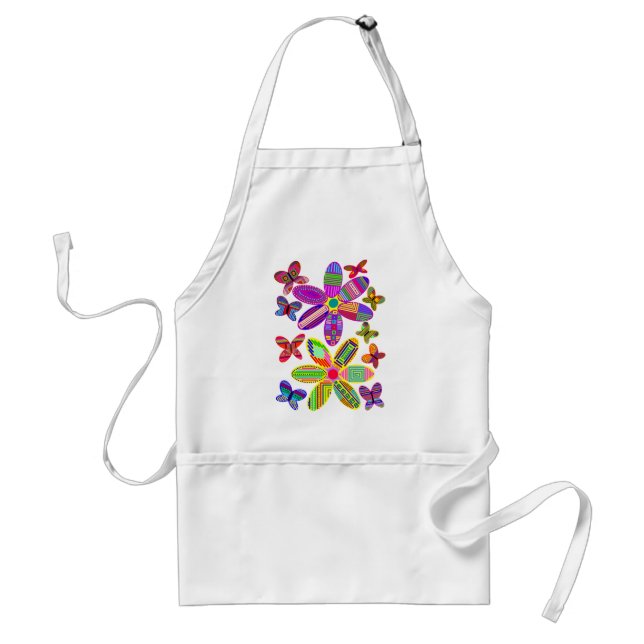 Flowers and Butterflies Colourful Apron (Front)