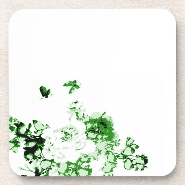 Flowers and Butterflies Cork Coaster (Front)