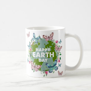 FLOWERS AND BUTTERFLIES HAPPY EARTH DAY 2024 COFFEE MUG