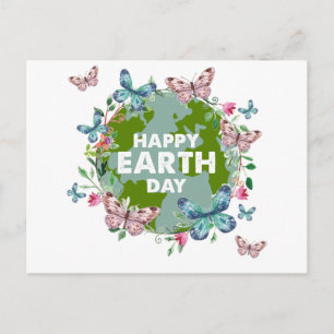 FLOWERS AND BUTTERFLIES HAPPY EARTH DAY 2024  POSTCARD