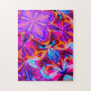 Flowers and Butterflies in Abstract Jigsaw Puzzle