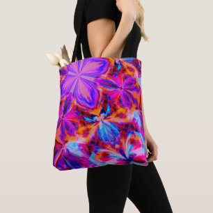 Flowers and Butterflies in Abstract Tote Bag