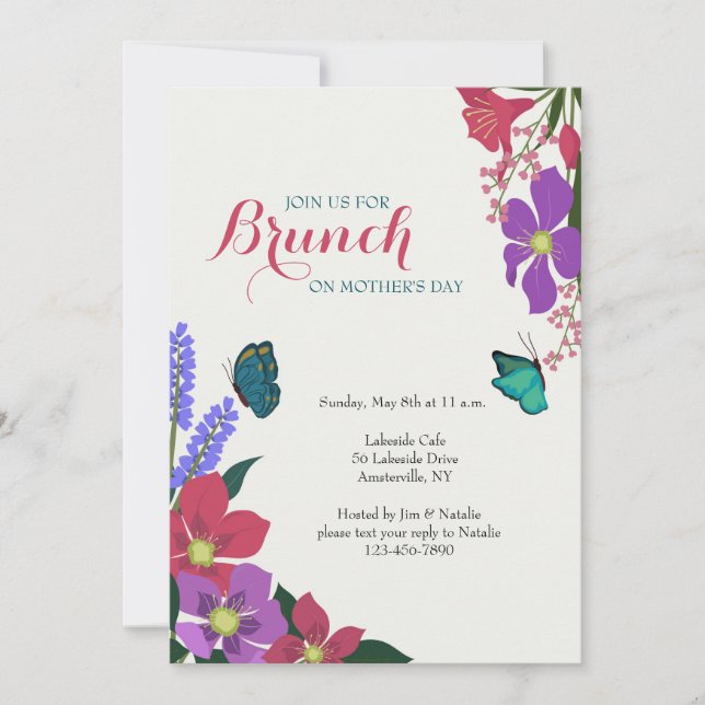 Flowers and Butterflies Invitation (Front)