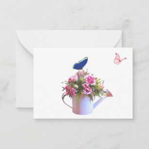 Flowers And Butterflies Note Cards