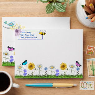 Flowers and Butterflies Personalised Envelope
