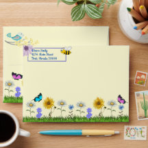 Flowers and Butterflies Personalised Envelope