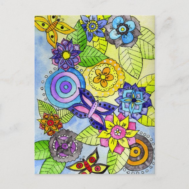 Flowers and Butterflies Postcard (Front)