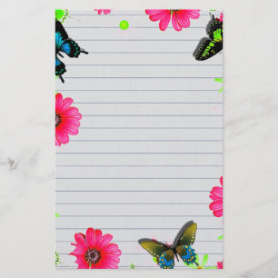 Flowers and Butterflies Stationery