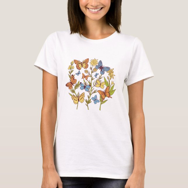 Flowers and Butterflies T-Shirt (Front)