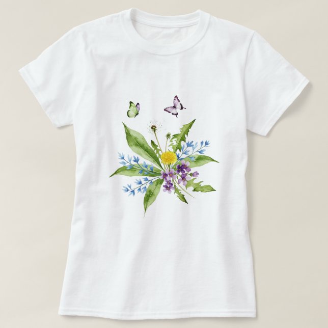 Flowers and butterflies T-Shirt (Design Front)