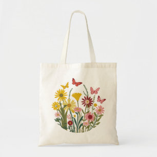 Flowers and butterflies tote bag