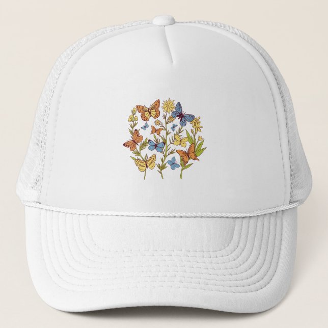 Flowers and Butterflies Trucker Hat (Front)