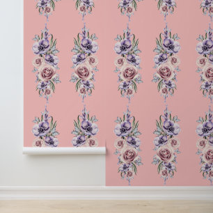 Flowers and Butterflies Vintage Retro Design Wallpaper