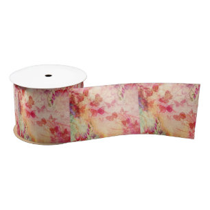 Flowers And Butterflies Watercolour, Satin Ribbon