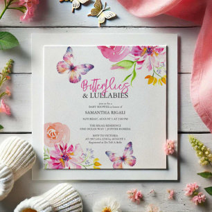 Flowers and Butterfly Baby Shower Invitations