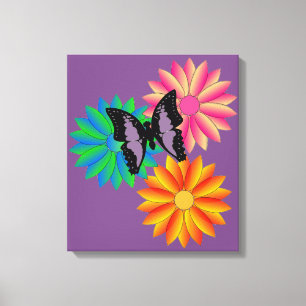 Flowers and Butterfly Canvas Print