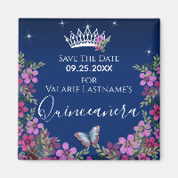 Flowers and Butterfly Quinceanera Save the Date