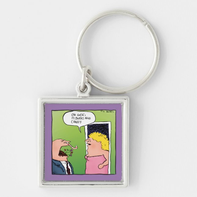 Flowers and Candy Romantic Cartoon Key Ring (Front)