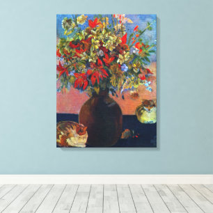 Flowers and Cats by Paul Gauguin, Vintage Fine Art Canvas Print