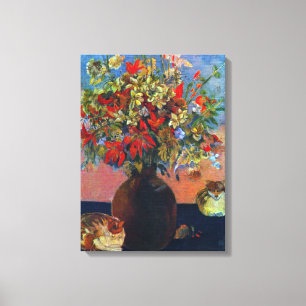 Flowers and Cats by Paul Gauguin, Vintage Fine Art Canvas Print