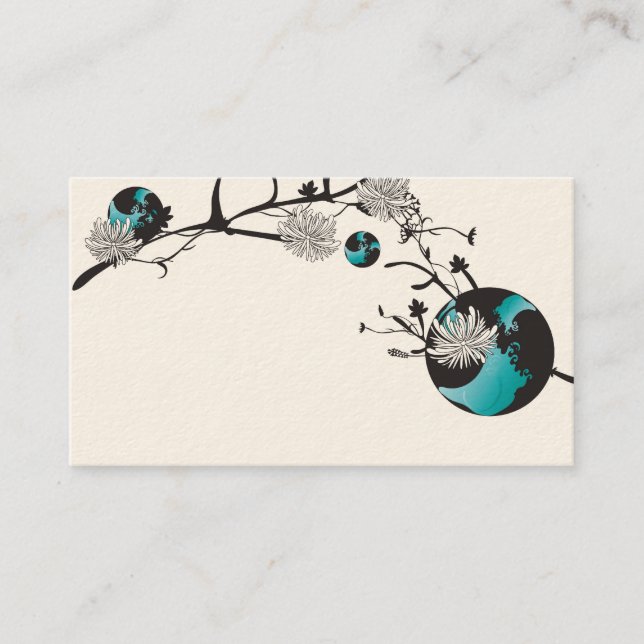 Flowers and circles Business Card (Front)