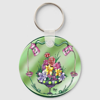Flowers and Coffee Key Ring