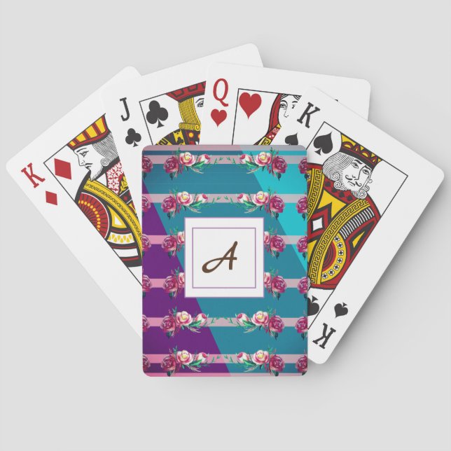 Flowers and Colours Monogram  Playing Cards (Back)