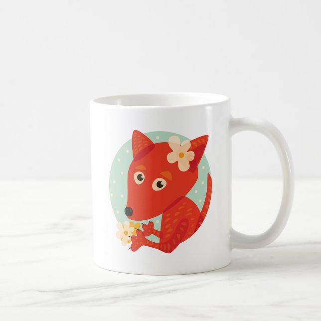 Flowers And Cute Fox Coffee Mug (Right)