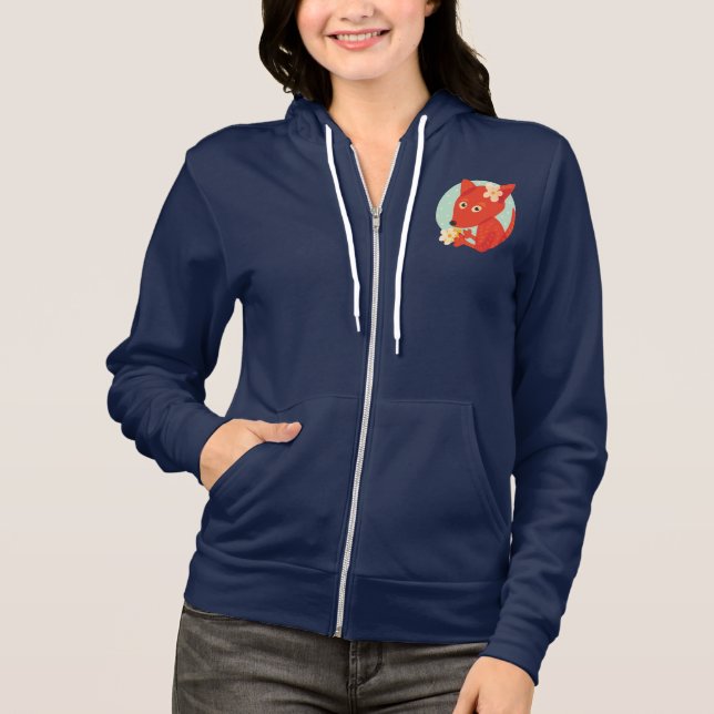 Flowers And Cute Fox Hoodie (Front)