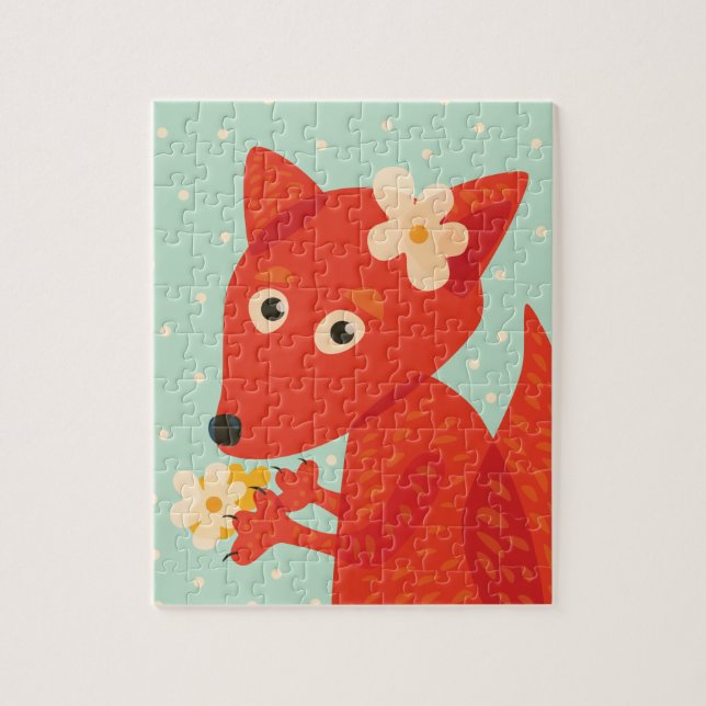 Flowers And Cute Fox Jigsaw Puzzle (Vertical)