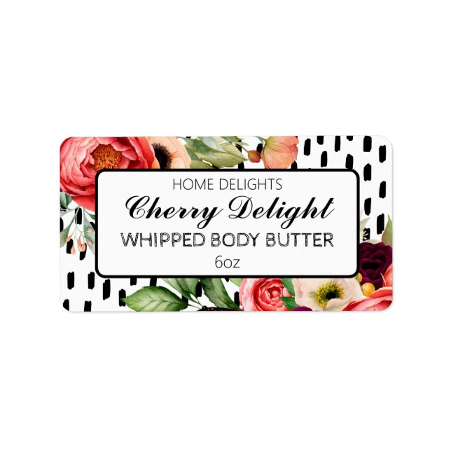 Flowers And Dashes Whipped Body Butter Labels (Front)
