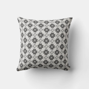 Flowers and Dots in Silver Grey Shades Cushion