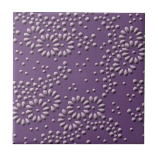 Flowers and dots purple japanese pattern tile