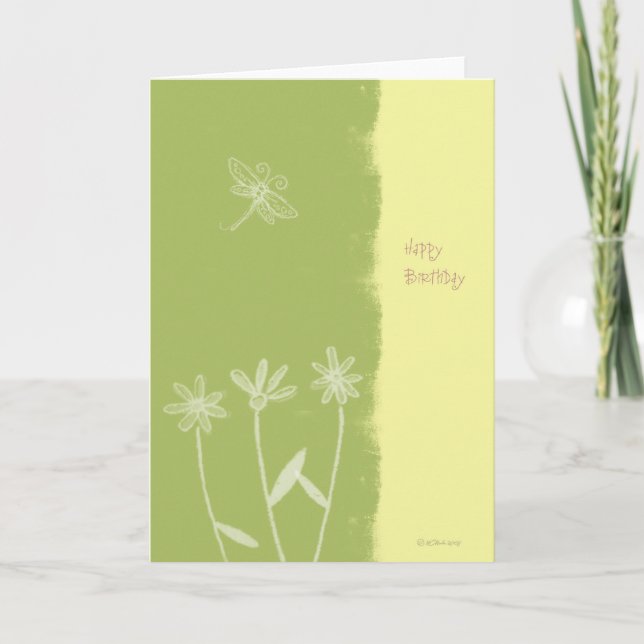 Flowers and Dragonfly Birthday Card (Front)