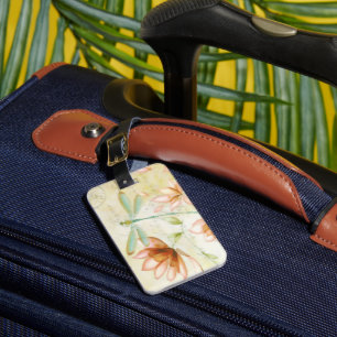 Flowers and dragonfly luggage tag