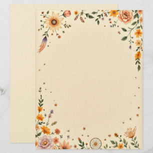 Flowers and Dreamcatcher Custom Letterhead