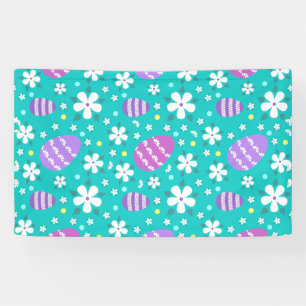 Flowers and Easter Eggs-Easter Pattern-Cute Banner