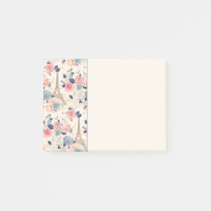 Flowers and Eiffel Tower Paris Travel Pattern Post-it Notes