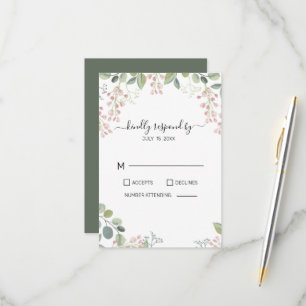 Flowers And Eucalyptus Leaves RSVP Card