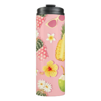 Flowers and exotic fruits vintage seamless pattern thermal tumbler