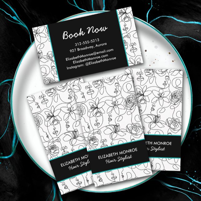 Flowers and Faces Hair Stylist Makeup Business Card (Creator Uploaded)