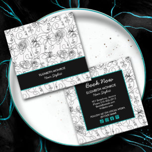 Flowers and Faces Hair Stylist Makeup Square Business Card